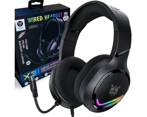 Onikuma ONIKUMA X31 gaming nauszne RGB : Kolor - czarny