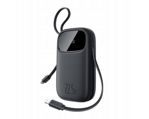 Baseus EnerFill FC31 10000mAh 22.5W  wyświetlaczem cyfrowym i 2 wbudowanymi kablami (USB-C + Lightning) - Black
