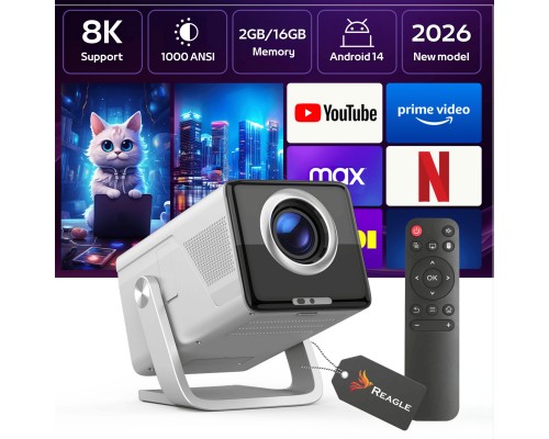 Magcubic RZUTNIK PROJEKTOR LED PRZENOŚNY 1000 ANSI 8K FULL HD 130" ANDROID 14 WIFI REAGLE