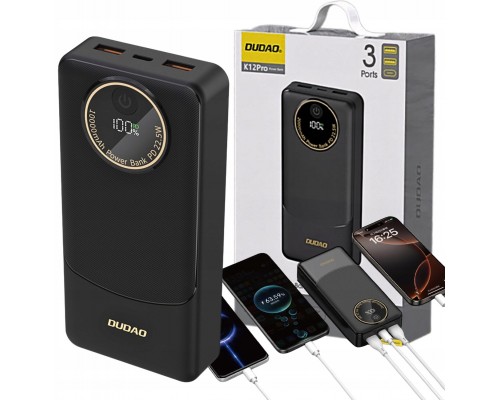 Dudao Dudao K12Pro 22,5W PD 20000mAh USB-A, USB-C - Black
