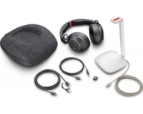 Poly Poly Voyager Surround 85 - Voyager Surround 80 series -  - ohrumschliessend - - kabellos - aktive Rauschunterdruckung - Adapter USB-C via - Schwarz - UC-zertifiziert