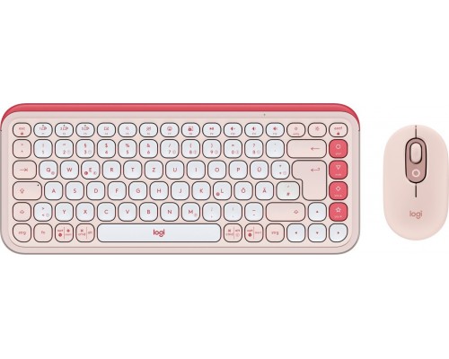 Logitech Logitech POP Icon Combo klawiatura Dołączona myszka Uniwersalne Bluetooth QWERTZ Niemiecki Rose, White