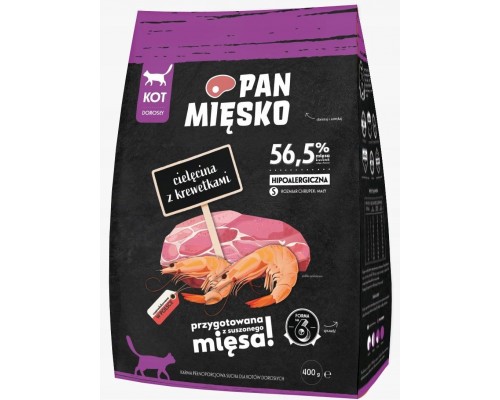 Food sucha dla kota Cielęcina z krewetkami (dorosły) chrupki S 400g