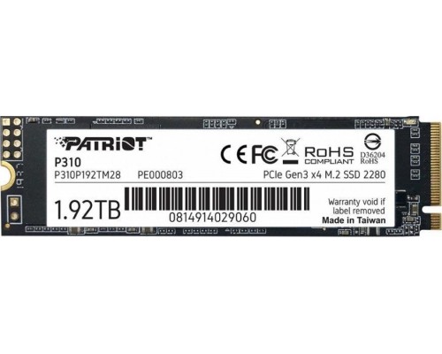 SSD Patriot P310 1.92TB M.2 2280 PCI-E x4 Gen3 NVMe (P310P192TM28)