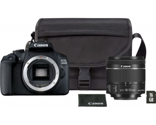 Canon EOS 2000D EF/EF-S 18-55 mm f/3.5-5.6 IS II + Bag SB130 + Card 16GB