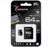 ADATA microSD Premier 64GB UHS-1/U3/V30+adapter (AUSDX64GUI3V30S-RA1)