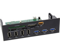 InLine Panel 5.25 "reader, 8x USB, Card reader (33394H)
