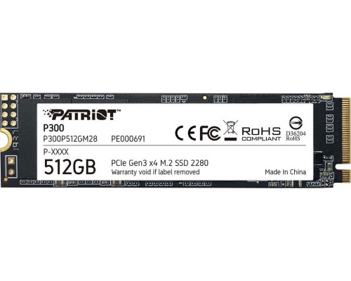 SSD Patriot P300 512GB M.2 2280 PCI-E x4 Gen3 NVMe (P300P512GM28)