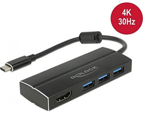 DeLOCK Adapter USB C 3.1 > 3x USB 3.0 A Hub + HDMI 4K