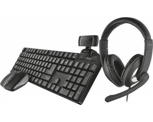 Trust keyboard + mouse QOBY 4in1 set (keyboard, mouse, webcam, headphones) (24040)