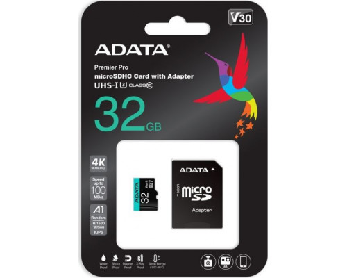 ADATA Premier Pro MicroSDHC 32GB Class 10 UHS-I / U3 A2 V30 Card (AUSDH32GUI3V30SA2-RA1)