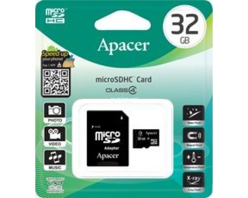 Apacer Secure Digital MicroSDHC 32 GB Class 4 Card (AP32GMCSH4-R)