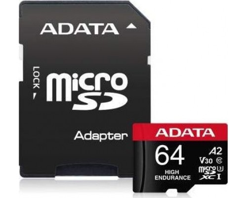 ADATA High Endurance MicroSD 64GB Class 10 UHS-I / U3 A2 V30 Card (AUSDX64GUI3V30SHA2-RA1)