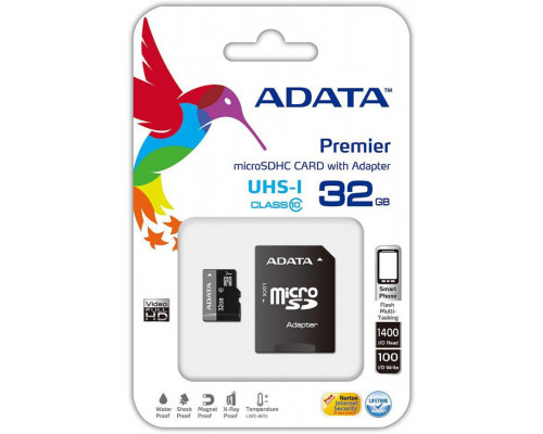 ADATA Premier MicroSDHC 32GB Class 10 UHS-I / U1 Card (AUSDH32GUICL10RA1)