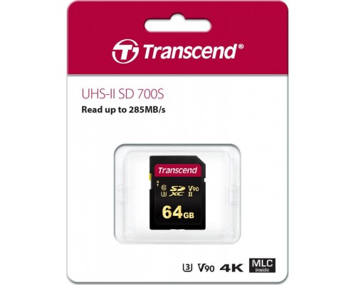 Transcend 700S SDXC 64 GB Class 10 UHS-II / U3 V90 card (TS64GSDC700S)