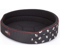 HOBBYDOG Foam bed - Black/paws 70x55